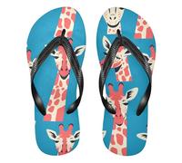 GuoChe Rubber flips flops cushion flops women for Shower Swimming Pool home, Unique Giraffe Face Blue, X-Large