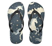 GuoChe Rubber flips flops waterproof beach sandals for Shower Swimming Pool party, Enchanted Mare Moon Star Pattern, Small