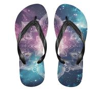 GuoChe Rubber men flip flops supportive mens flip for Shower Swimming Pool summer, Mandala Galaxy Art, X-Large