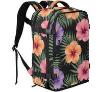 GuoChe Rucksack Water Resistant 20L Capacity | with Multi Compartments for Commute Neon Tropical Hibiscus Palm Leaf Seamless Pattern Bright Summer Hawaiian Design for