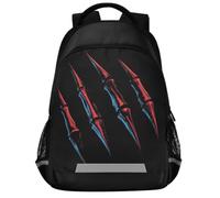 GuoChe School Backpack for Kids Laptop Bookbag | with Reflective Strip 17in Black Monster Scratch Mark Halloween Horror Silhouette