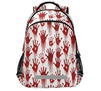 GuoChe School Backpack for Kids Laptop Bookbag | with Reflective Strip 17in Bloody Hand Splatter Halloween Blood Drip Horror Scary