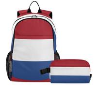 GuoChe School Backpack with Lunch Bag Kids Bookbag Laptop Daypack | Elementary Middle School Set Flag Of The Caribbean Netherlands