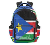 GuoChe School Clear Backpack Large Capacity Casual Backpack Travel Bag for Student School Workout, Age 7-18, National Flag of South Sudan, One Size, Childrens-school-backpacks