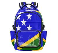 GuoChe School Clear Backpack Large Capacity Casual Backpack Travel Bag for Student School Workout, Age 7-18, National Flag of Solomon Islands, One Size, Childrens-school-backpacks