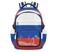 GuoChe School Clear Backpack Large Capacity Casual Backpack Travel Bag for Student School Workout, Age 7-18, National Flag of Russia, One Size, Childrens-school-backpacks