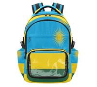 GuoChe School Clear Backpack Large Capacity Casual Backpack Travel Bag for Student School Workout, Age 7-18, National Flag of Rwanda, One Size, Childrens-school-backpacks