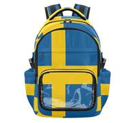 GuoChe School Clear Backpack Large Capacity Casual Backpack Travel Bag for Student School Workout, Age 7-18, National Flag of Sweden, One size