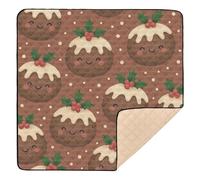 GuoChe Seamless Christmas Puddings Pattern Large Non-Slip for Indoor Outdoor Cozy Breathable Activity