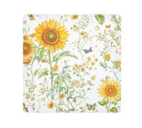 GuoChe Self-Adhesive Cosmetic Bag Cloth Unique Sunflower White Travel Make Up Organizer Wrap Camera Lens Cloth Wrapper Makeup For Women 13.8 X 13.8, Unique Sunflower white4, 13.8x13.8in, Art Deco