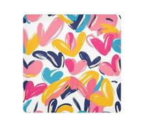 GuoChe Self-Adhesive Cosmetic Pouchs Cloth Colorful Doodle Hearts Makeup Bag Organizer Wrap Camera Lens Cloth Wrapper Makeup For Women 13.8 X 13.8, colorful doodle hearts, 13.8x13.8in, Art Deco