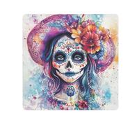 GuoChe Self Adhesive Cosmetic Pouchs Cloth Dia De Los Muertos Mexican Skull Cosmetic Travel Bag Organizer Wrap Camera Lens Cloth Wrapper Makeup For Women 13.8 X 13.8, Dia De Los Muertos Mexican skull,