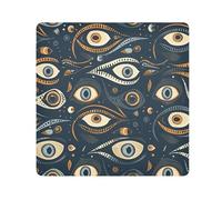 GuoChe Self Adhesive Cosmetic Pouchs Cloth Magic Evil Eyes Mystery Blue Orange Cosmetic Travel Bag Organizer Wrap Camera Lens Cloth Wrapper For Toiletries 21.7 X 21.7, Magic Evil eyes mystery blue