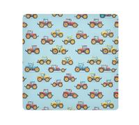 GuoChe Self Adhesive Makeup Travel Bag Cloth Cartoon Tractors Bright Light Blue Travel Make Up Organizer Wrap Camera Lens Cloth Wrapper Cosmetic Organizers For Travel 17.7 X 17.7, cartoon tractors