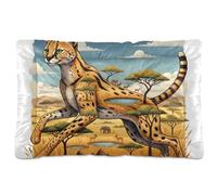 GuoChe Serval African Grassland Collage Washable Dog Cat Bed Soft Anti-Slip for Medium/Large Dogs 36" x 24"