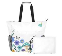 GuoChe Shell starfishes Coral Beach Bag for Women, Swim Lightweight Pool Bag with Large Inner Pocket, Blue Butterfly Flower, One Size
