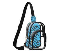 GuoChe Shoulder Bag See Through durables Fabric Compact Size Adjustable Strap Multi Compartment Front Storage Pocket Easy, Zebras Tigris Stripe Animal Texture Cyan Blue, One Size