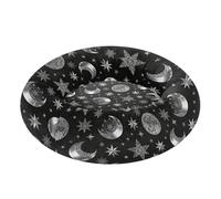 GuoChe Silver Moons and Stars Pattern Pet Cat Bed Calming Anti Anxiety fluffier Cat Cave Bed for Extra Small Size Pets Supplies