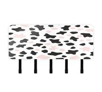 GuoChe Simple Cow Print Pattern Vector Art Style White Background Pastel and White Key for wall with Mail Organizer & 5 Self-Adhesive Hanging Key Hook for Living Room Decor Entryway Kitchen