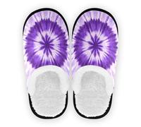 GuoChe Slipper for Women and Men Coral Fleece Non-Slip Lightweight House Shoes Bedroom Home Office Travel Yoga M, Purple Tie - Dye Pattern, Medium