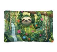 GuoChe Sloth Rainforest Canopy Collage Washable Pet Bed Soft Anti-Slip for Large Jumbo Medium Small Dogs 36" x 24"