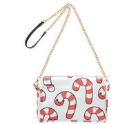 GuoChe Small Crossbody Bag For Women Vegan Leather Everyday Purses Waterproof Lady Shoulder Handbags Candy Canes Pattern