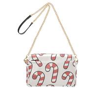 GuoChe Small Crossbody Bags For Women Vegan Leather Womens Fashion Purses Waterproof Ladies Shoulder Handbags Christmas Candy Canes Pattern