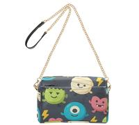 GuoChe Small Crossbody Bags For Women Vegan Leather Women's Purses Zip Handbag For Travel Halloween Midnight Monster Macarons