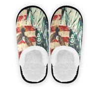 GuoChe Spa Slippers for Women Coral Fleece Anti-Skid Sole House Slipper Indoor Outdoor Winter Bedroom M, Usa Presidents Day Flag & Lady Liberty, Medium
