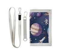 GuoChe Space Adventure with Rockets and Astronauts Pattern Trifold Mens Wallet for Womans Minimalistic Casual Mens Wallet with