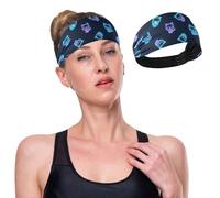 GuoChe Sparkling Stars on Blue No Slip Gym Headbands for Women Stretchy Hairbands for Women'S Hair for Make Up Workouts Workouts Running