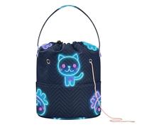 GuoChe Sparkling Stars on Blue Yarn Storage Bag Knitting Needle Organizer with Holes Crocheting Bag for Crochet Tools Storage Organizer