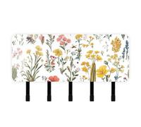 GuoChe Spring Flowers Rustic White Bees Key Holder wall Mount with Mail Organizer & 5 Self-Adhesive Hanging Key Hook for Living Room Decor Living Room Kitchen