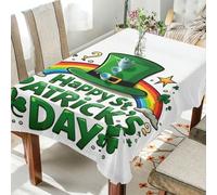 GuoChe St. Patrick's Day Leprechaun Hat Rainbow Happy Day Rectangle Table Cloth Cover 60x90 Folding Kitchen Tablecloth for Wedding