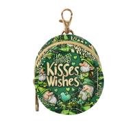 GuoChe St. Patrick's Day Lucky Green Clover Gnomes Infants Baby Pacifier Case Holder with Zipper and Clip Wristlet Wallet, Baby Items Storage Container