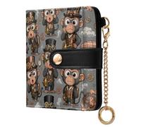 GuoChe Steampunk Monkey Ladies Cute Foldable Wallet Waterproof Premium PU Leather Wallet for Men Women Travel