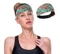 GuoChe Step - by - Step Interlaced Square Color Moisture Wicking Headband for Women Stretchy Hairband for Running,Yoga,Gym,Athletic Sports