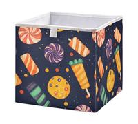GuoChe Storage Bin Foldable Cube Organizer Bins for Classroom Halloween Sweet Candy Pattern
