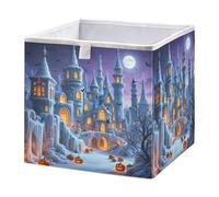 GuoChe Storage Bin Foldable Organizer Basket for Home Organization Halloween Magical Ice Castle View
