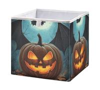 GuoChe Storage Bin Foldable Storage Cube for Closet Shelves Happy Halloween Bat Pumpkin