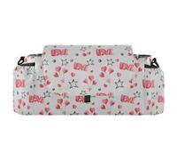 GuoChe Stroller Organizer Baby Bag Red Love Heart Balloons Stars Grey Valentine's Day Large Storage Caddy With Non-Slip Shoulder Strap & Stroller Accesorios Para Coche De