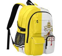 GuoChe Student Backpack All Over Print 30L Capacity with Multi Pockets for Outdoor Daypack, Flag of Vatican City, One Size, Basic-multipurpose-backpacks