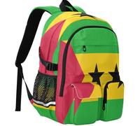 GuoChe Student Backpack Wear Resistant One Size with Magnetic Buckle for School Backpack, National Flag of S?o Tomé and Príncipe, One Size, Basic-multipurpose-backpacks