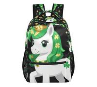 GuoChe Sturdy Standable Backpack durables for Kids Gym Bookbag Cute unicorns Head Pattern, Cute Unicorns Shamrock St Patricks Day Girls Kids, M
