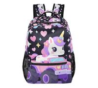 GuoChe Sturdy Standable Backpack durables for Kids Gym Bookbag Cute unicorns Head Pattern, Monsters Truck Unicorns Birthday Party Monsters Truck, S
