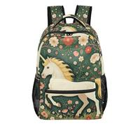 GuoChe Sturdy Standable Backpack durables for Kids Gym Bookbag Cute unicorns Head Pattern, Unicorns Medieval Art, S