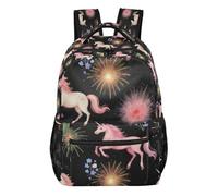 GuoChe Sturdy Standable Backpack durables for Kids Gym Bookbag Cute unicorns Head Pattern, Whimsical Pink Unicorns and Flower_00001, S