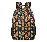 GuoChe Sturdy Standable Backpack Lightweight for Boys Daily Commute Bookbag Dark Tropic Ancient Reptile Mix, Gingerbread Dinosaur Funny, S