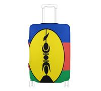 GuoChe Suitcase Cover Fits 18-20/22-24/26-28/29-32 Inch Suitcases Soft Luggage Cover Anti-Lost Design Suitcase Protector for Travel, Flag of New Caledonia (Variant), S 18-20 in, Vintage
