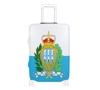 GuoChe Suitcase Cover Fits 18-20/22-24/26-28/29-32 Inch Suitcases Soft Luggage Cover Hidden Side Zippers Travel Luggage Cover, National Flag of San Marino, XL 29-32 in, Vintage